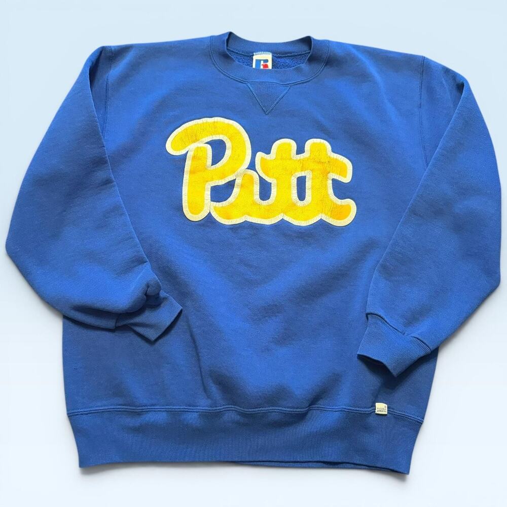 Vintage Pitt Panthers Sweatshirt Mens Large Blue NCAA Russell Athletic